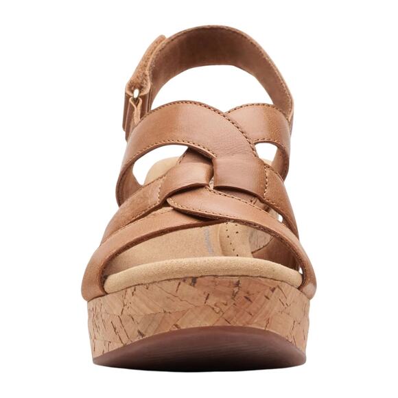Clarks Women's Giselle Beach Leather Slingback Wedge Sandals Tan Size 8 1/2 - Picture 3 of 6